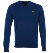 Lyle and Scott Vintage Admiral Blue V-Neck Sweater