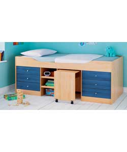 Mid Sleeper Blue Bed with Sprung Matt