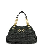 Black Quilted Leather Satchel Bag