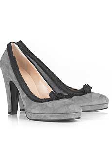 Suede platform pumps