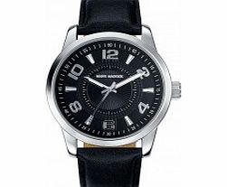 Mark Maddox Mens Classic Black Leather Strap Watch