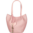 Maschera Pink Woven Tote Bag w/Leather Trim