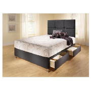 Double 4 Drw Divan Base, Black Damask