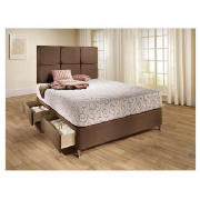 Double 4 Drw Divan Base, Mocca Faux Suede