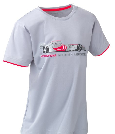 Vodafone McLaren Mercedes Car T-Shirt Silver