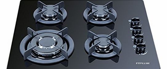  GH-4802 60cm Built-in 4 Burner Gas Hob Cooker Cooktop with Tempered Glass Surface Wok Burner & FFD