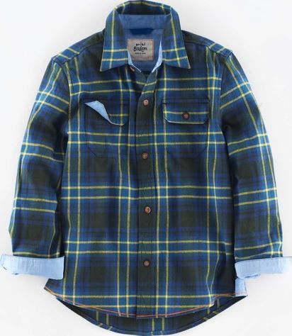 Mini Boden Brushed Check Shirt Bottle Green Check Mini