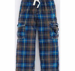 Mini Boden Brushed Tartan Cargos, Khaki Check,Cloud