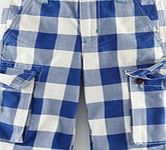 Mini Boden Cargo Shorts, Reef/Ecru Gingham 34590422