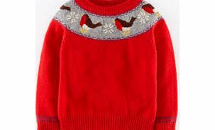 Mini Boden Festive Jumper, Fire Red Round Robin 34385369