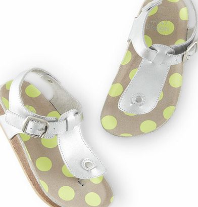 Mini Boden Leather Cork Sandals, Silver 34525378