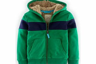 Mini Boden Shaggy Lined Hoody, Leaf/Navy,Blue,Blue