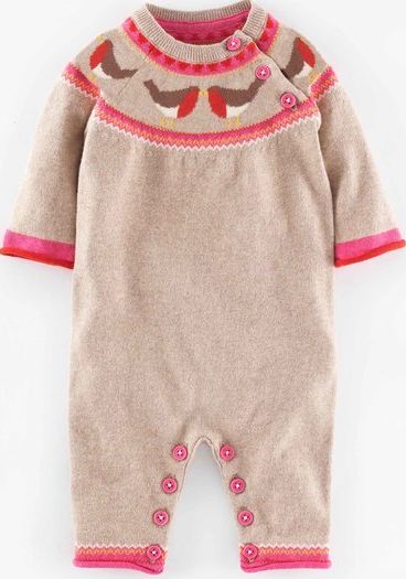 Mini Boden Super Soft Knitted Romper Oatmeal Marl/Robin