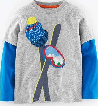 Mini Boden, 1669[^]35126994 Winter Sports T-shirt Grey Marl/Ski Goggles Mini