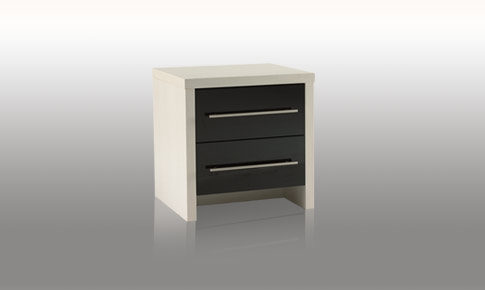 Bedroom Black Gloss 2 Drawer Bedside Chest