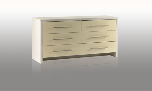 Bedroom Cream Gloss 6 Drawer WideChest