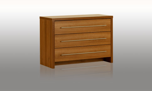 Bedroom Walnut 3 Drawer Wide Chest