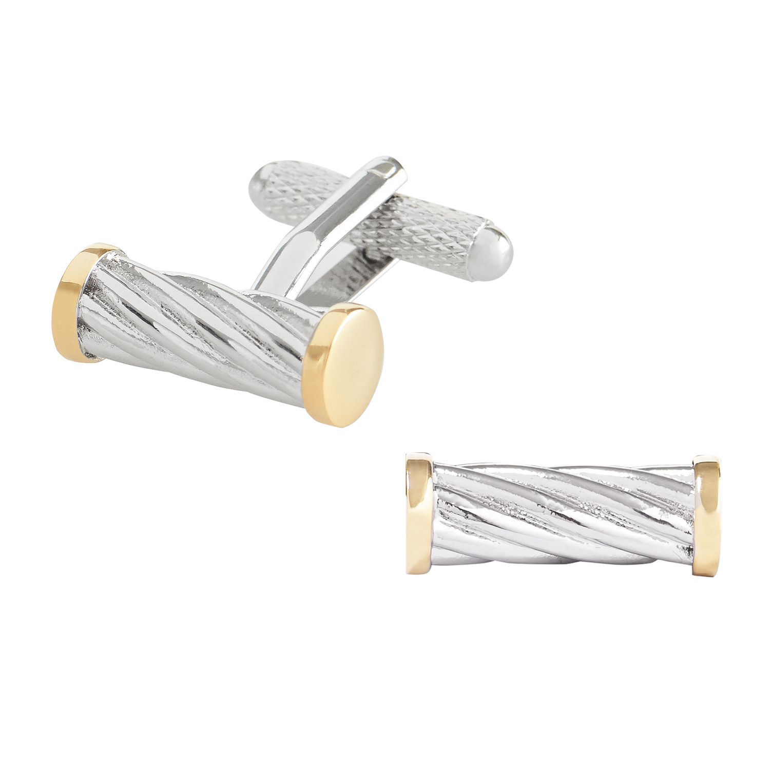 Gold Twisted Rope Barrell Cufflinks