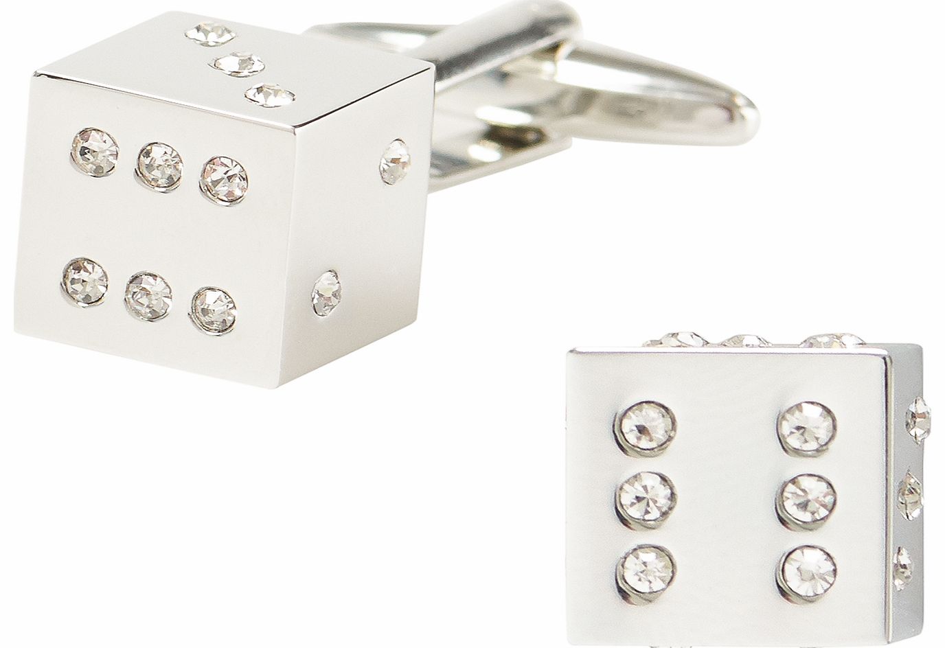 Silver Crystal Dice Cufflinks