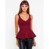 Motel Boa Peplum Top in Merlot