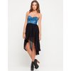 Motel Chika Strapless Dip Hem Dress in Foil Blue