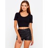 Motel Tabby Scoop Neck Crop Top in Black