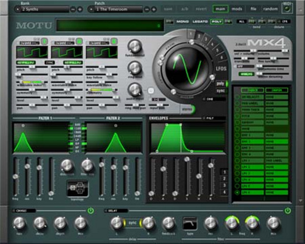 Motu MX4 Software Synthesizer Mac OSX