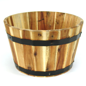 Acacia Barrel Planter - 400mm diameter