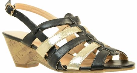 NATURE`S OWN Emma Black/Gold Wedge Sandal