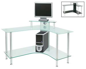 glass corner computer desk