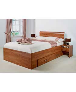 Walnut Effect Double Bed with Memory Foam Mattress