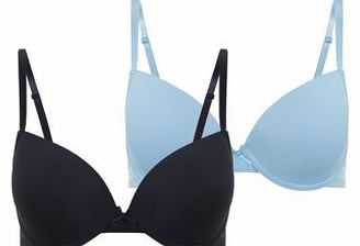 2 Pack Light Blue and Navy T-Shirt Bras 3229627