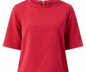 Pink Textured Zip Back T-Shirt 3176589