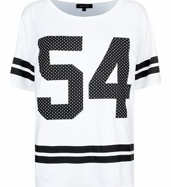 White 54 Print Baseball T-Shirt 3297543