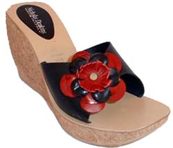 Womens flower wedge mule