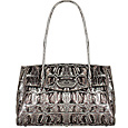 Nuovedive Metallic Black Croco-embossed Leather Satchel Bag