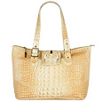 Nuovedive Tan Croco- embossed Leather Large Satchel Bag