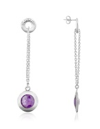 Amethyst Cubic Zirconia Sterling Silver Drop Earrings