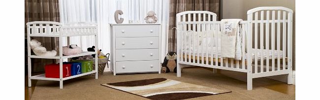 Nursery 101 3 Piece Lyndale Nursery Wooden Cot Set (White)