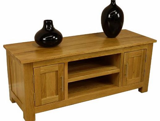  - CHUNKY OAK LARGE PLASMA TV DVD VIDEO UNIT CABINET STAND ASSEMBLED