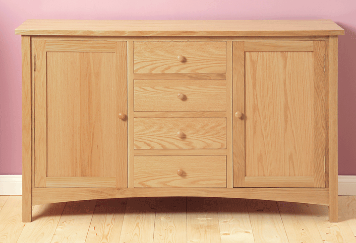 Oak Sideboard - 2 Door, 4 Drawer