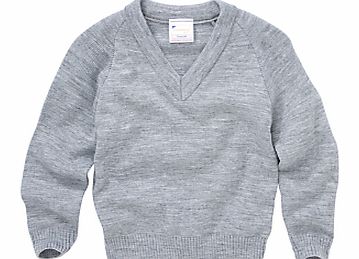 Plain Unisex V-Neck School Jumper, Grey