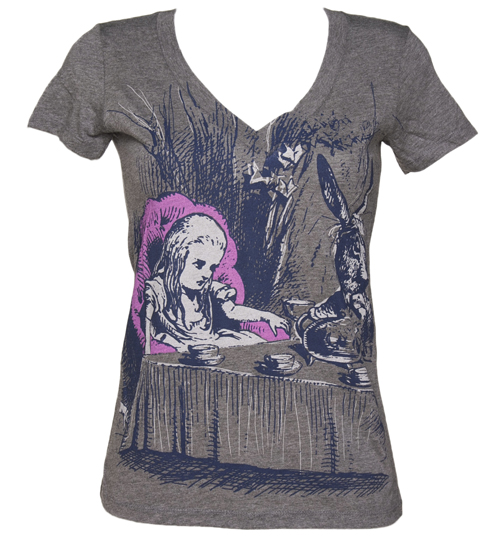 Ladies Grey Marl Alice In Wonderland Sketch