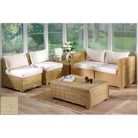 Oxford Furniture Set Honey with Half Panama Cushions Alabaster