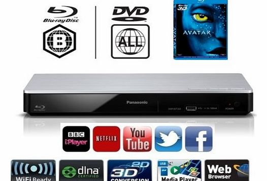  SMART NETWORK / 3D - MULTIREGION DMP-BDT260 BLU-RAY (MULTIREGION DVD ONLY) IT PLAYS DVD REGIONS 1 2 3 4 5 6 7 etc STANDARD BLU-RAY EUROPE REGION VERY SLIM / BUILT IN WIFI / -DLNA-USB-DOLBY-M