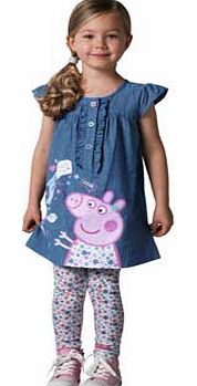 Peppa Pig Girls Dress and Leggings Set - 3-4