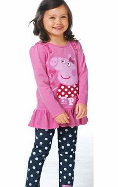 Peppa Pig Girls Pink Top and Leggings Set - 4-5