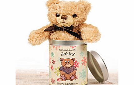 Christmas Teddy in a Tin