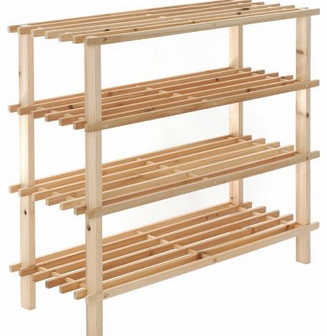 4 Tier Shelf Wooden Wood Shoe Rack Stacking Storage 74cm