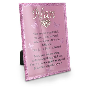 PINK Glitter Nan Verse Glass Plaque